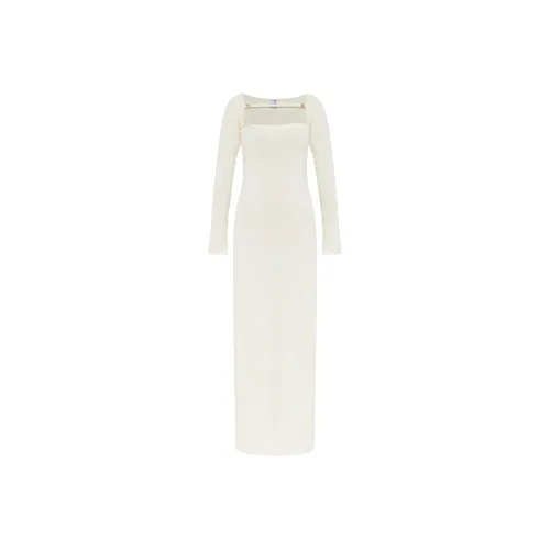 CASABLANCA SS25 Длинное Платье с Длинными Рукавами Женское Белое