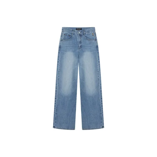 Teenie Weenie Светло-синий Прямой крой Коррекция Нога Форма Свободный крой Женские Джинсы