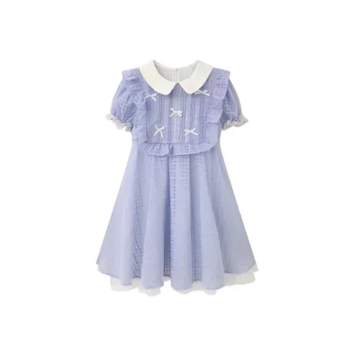 Lookinto Короткий рукав Платье Женское Синее