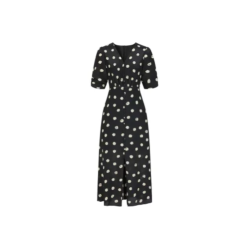 JZ. ANNAKRO Короткий рукав Платье Женское Цветочное Черное