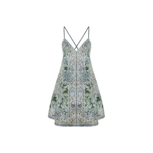 Zimmermann SS24 Slip Платье Женское Зеленое