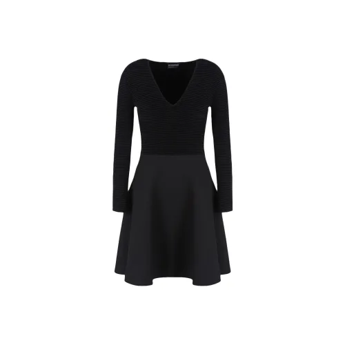 EMPORIO ARMANI Длинное платье с длинными рукавами женское черное