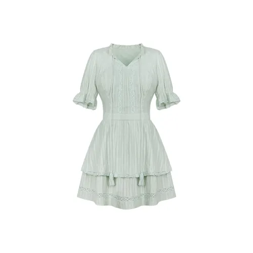 Annie The Темный Child Лето Короткий рукав Платье Женское Светло-зеленое Платье