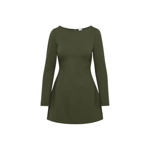 ARITZIA WILFRED Delvina Ponte Платье Длинное с длинными рукавами Женское Темно-оливковый Темно-оливковый