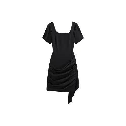 Silky Queen Короткий рукав Платье Женское Черное