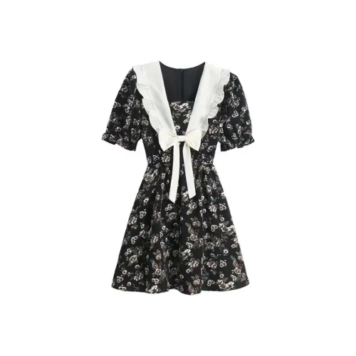 Lookinto Платье Женское Черный Цветок