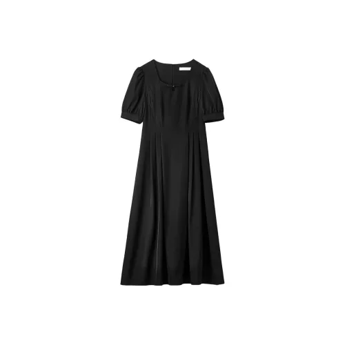 SENTUBILA Короткий рукав Платье Женское Элегантное Черное