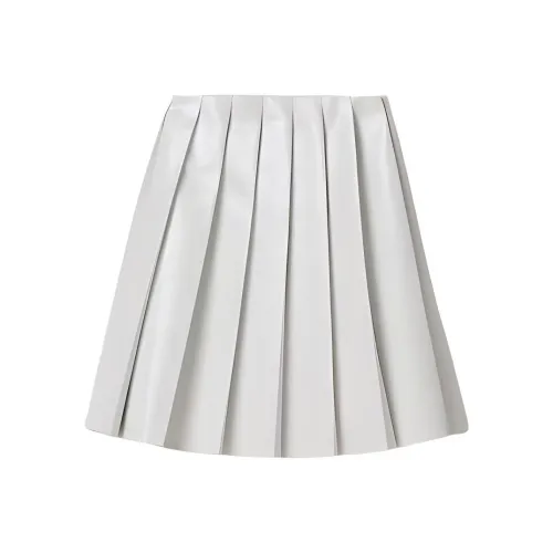 MIU MIU Кожа Длинная Юбка Женская Белая