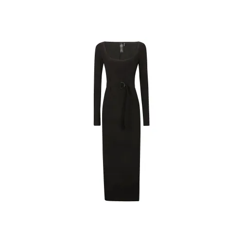 NORMA KAMALI Длинное платье с длинными рукавами женское черное
