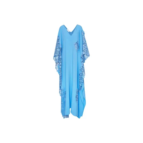 Oscar De La Renta Blue Женские Длинные Платья с Рукавами
