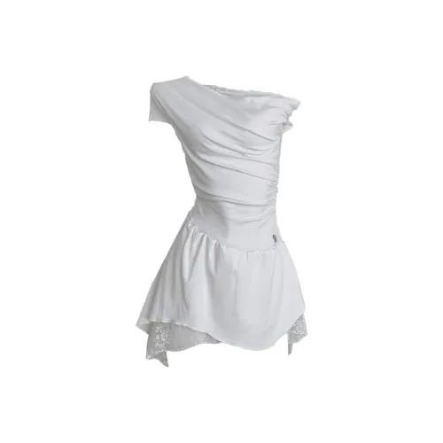 CHARM GLOW Короткий рукав Платье Женское Белое