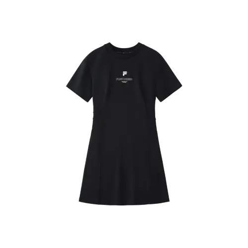 FILA FUSION Короткий рукав Платье Женское Глубокий черный