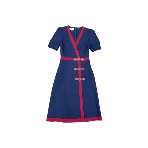 GUCCI Короткий рукав платье женское синий