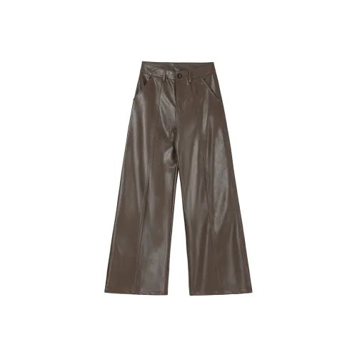 ONNFB Кожаные штаны женские коричневые