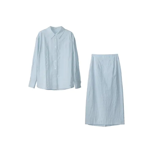 Fstudio Early Spring Korean Style Lazy 100% Cotton Shirt Matching Set Women's Green Fstudio Early Spring Корейский стиль Lazy 100% хлопок Рубашка Комплект для сочетания Женские Зеленый