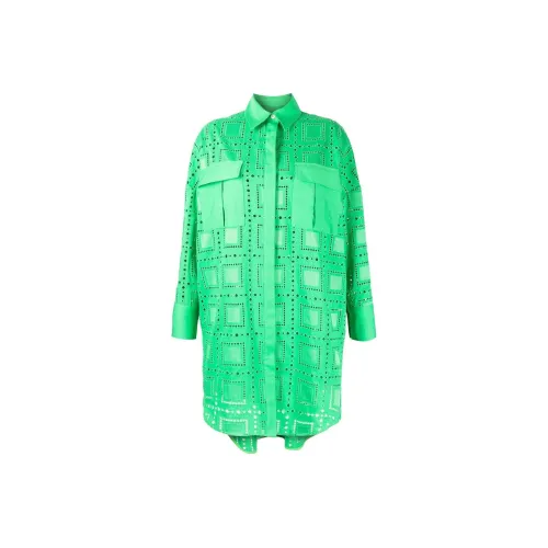 MSGM Ярко-зеленое Женское Длинное Платье с Рукавами