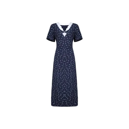 SKYA Короткий рукав Платье Женское Темно-синий