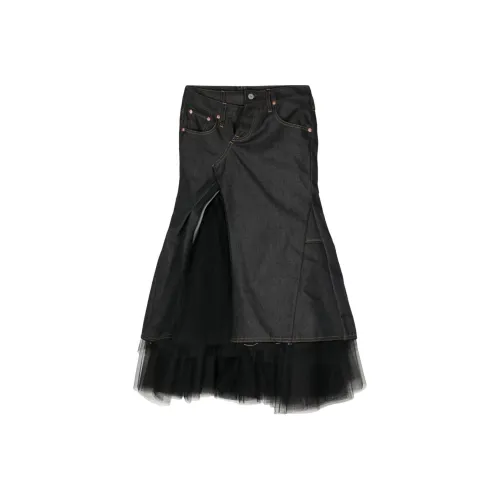 JUNYA WATANABE Denim Long Skirt Women's Black