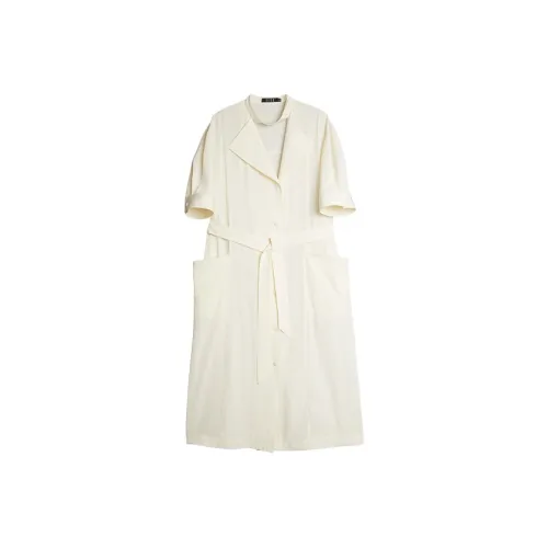 ELLE Короткий рукав Платье Женское Экрю