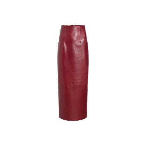 KHAITE Oxblood/Бычья кровь Женские Кожаные Длинные Юбки