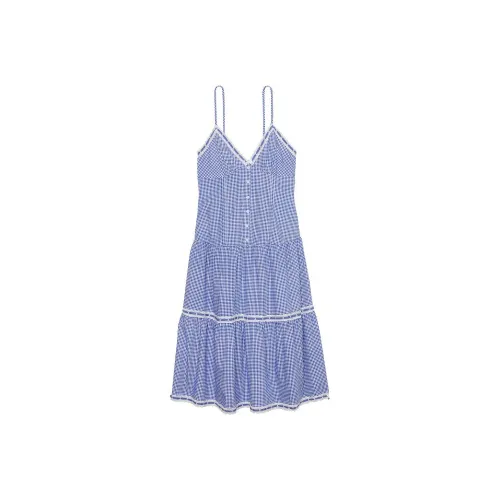Victoria's Secret Розовый Indiana POPLIN Платье Marina GINGHAM Slip Платье Женское Синий
