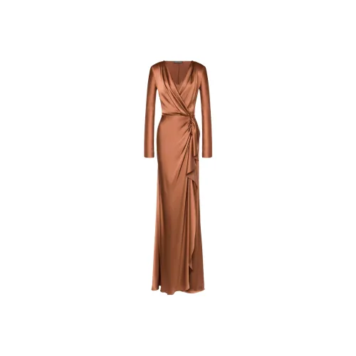 ALBERTA FERRETTI Коричневый Женские Длинные Платья с Рукавами