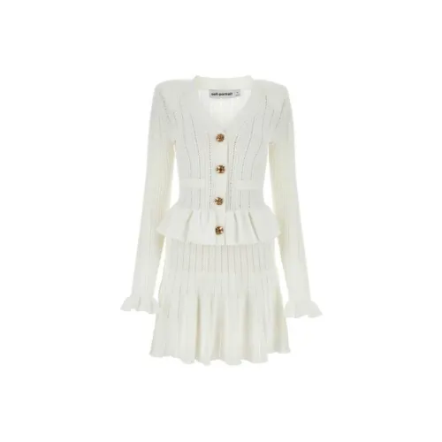 Self Портрет Длинный С рукавами Платье Женское Белое
