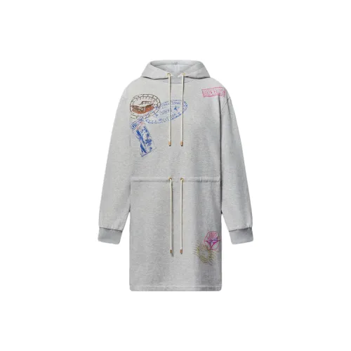 LOUIS VUITTON FW24 Длинное платье с длинными рукавами женское серое