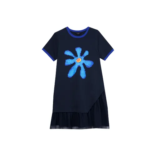 LOUISY AO Короткий рукав Платье Женское Темно-синий