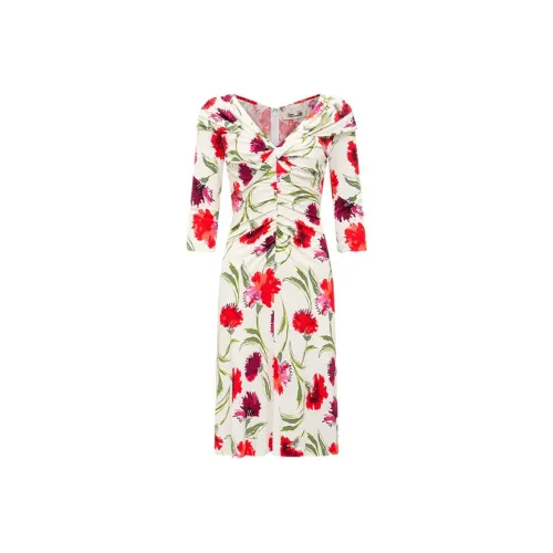 DVF Diane Von Furstenberg SS24 Длинное платье с длинными рукавами женское красно-фиолетовое