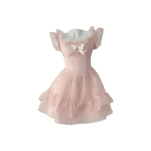 ZCDECO Короткий рукав Платье Женское Розовое