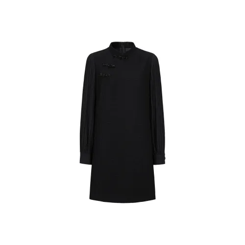 JZ. ANNAKRO Длинное платье с длинным рукавом женское простой дизайн черный цвет