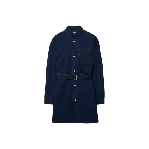 Burberry Длинное платье с длинными рукавами женское синее