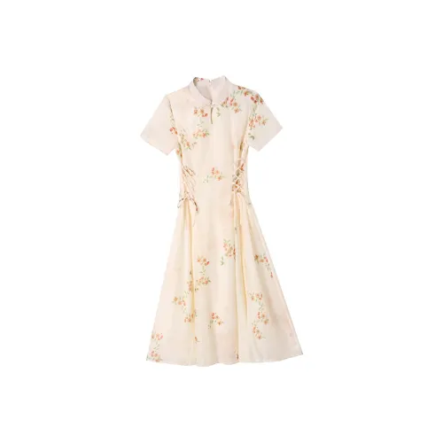 ZCDECO Короткий рукав Платье Женское Золото Нефрит