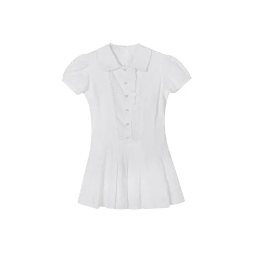 ETSE Короткий рукав Платье Женское Белое