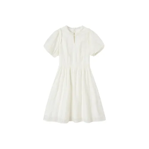 EICHITOO Короткое платье с короткими рукавами женское натуральный белый размер 08