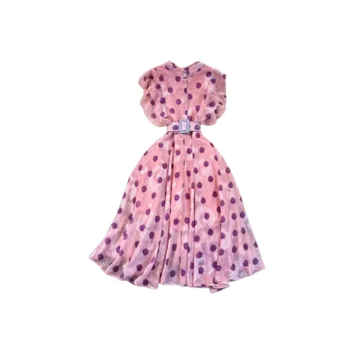 FUSHENG Короткий рукав Платье Женское Розовое