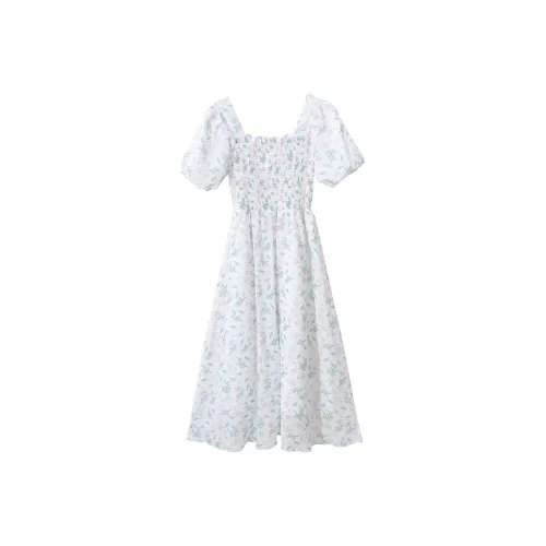 FOCOS STUDIO Короткий рукав Платье Женское Экрю