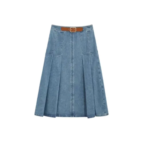 BEBE Деним Длинная Юбка Женская Светло-Синяя