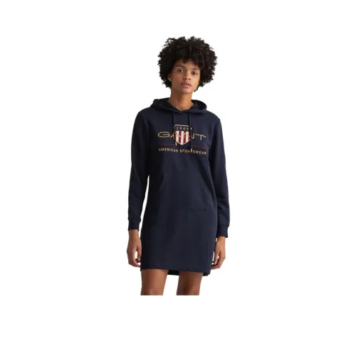 GANT Длинное платье с длинными рукавами женское ночной синий