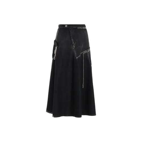 Yohji Yamamoto Y'S SS25 Denim Long Skirt Women's Black Йохжи Ямамото Y'S SS25 Деним Длинный Юбка Женские Черный