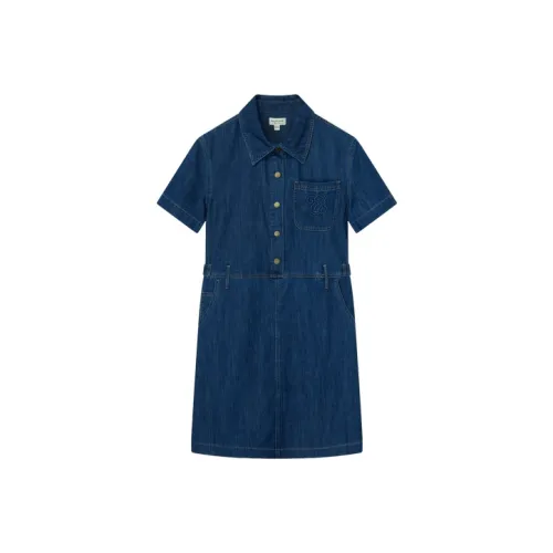 E.land Короткий рукав Платье Женское Джинсовое 55Индиго
