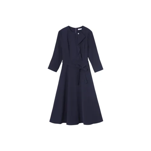 Lucybaily Длинное платье с длинными рукавами женское темно-синий