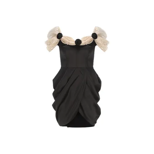 ARTE PURA Короткое платье с короткими рукавами женское черное и бежевое