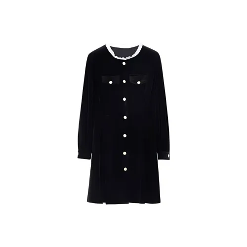 KEAB Длинное платье с длинными рукавами женское черное