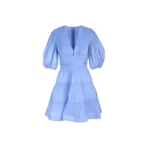 Zimmermann Короткое платье с короткими рукавами женское синий-фиолетовый