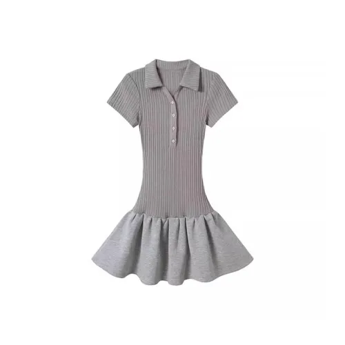 ARIADNAW STUDIO Короткий рукав Платье Женское Серое