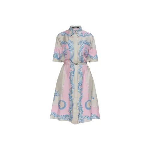 VERSACE Короткое платье с короткими рукавами женское многоцветное