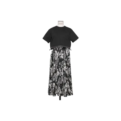 sacai Black Женские Короткие Платья с Рукавами