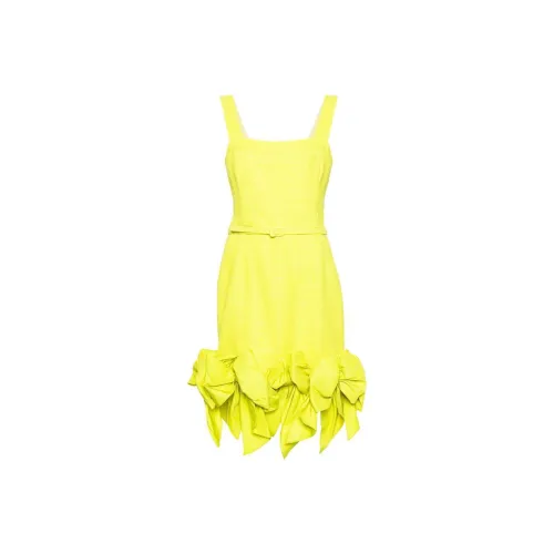 Oscar De La Renta SS24 Без рукавов Платье Женское Флуоресцентный Желтый